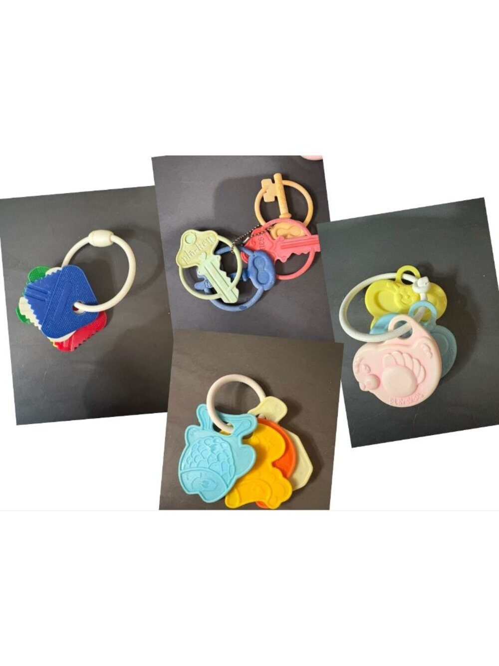 Vintage baby rattle key ring teething toys